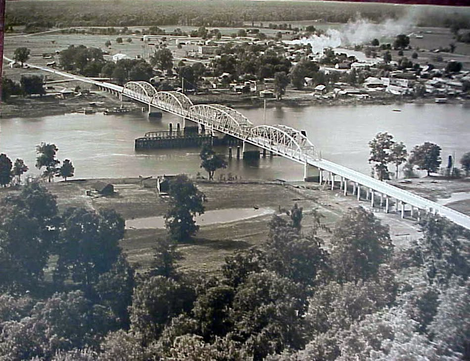 Aerial view of the bridge at Jonesville, Louisiana, over the Black River